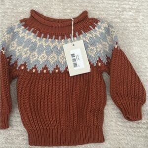 Rust and Cream Patterned sweater 6/12M